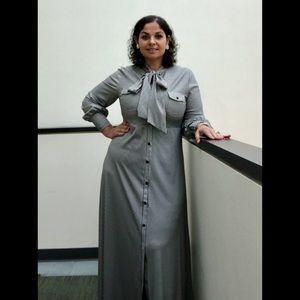 Custom-Made Neck Tie Maxi Dress - Fits size 10-12